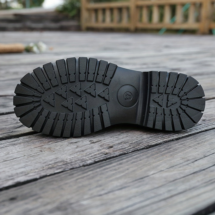 Damen Schnürstiefeletten knöchelhoch mit Profilsohle und Reißverschluss, braun