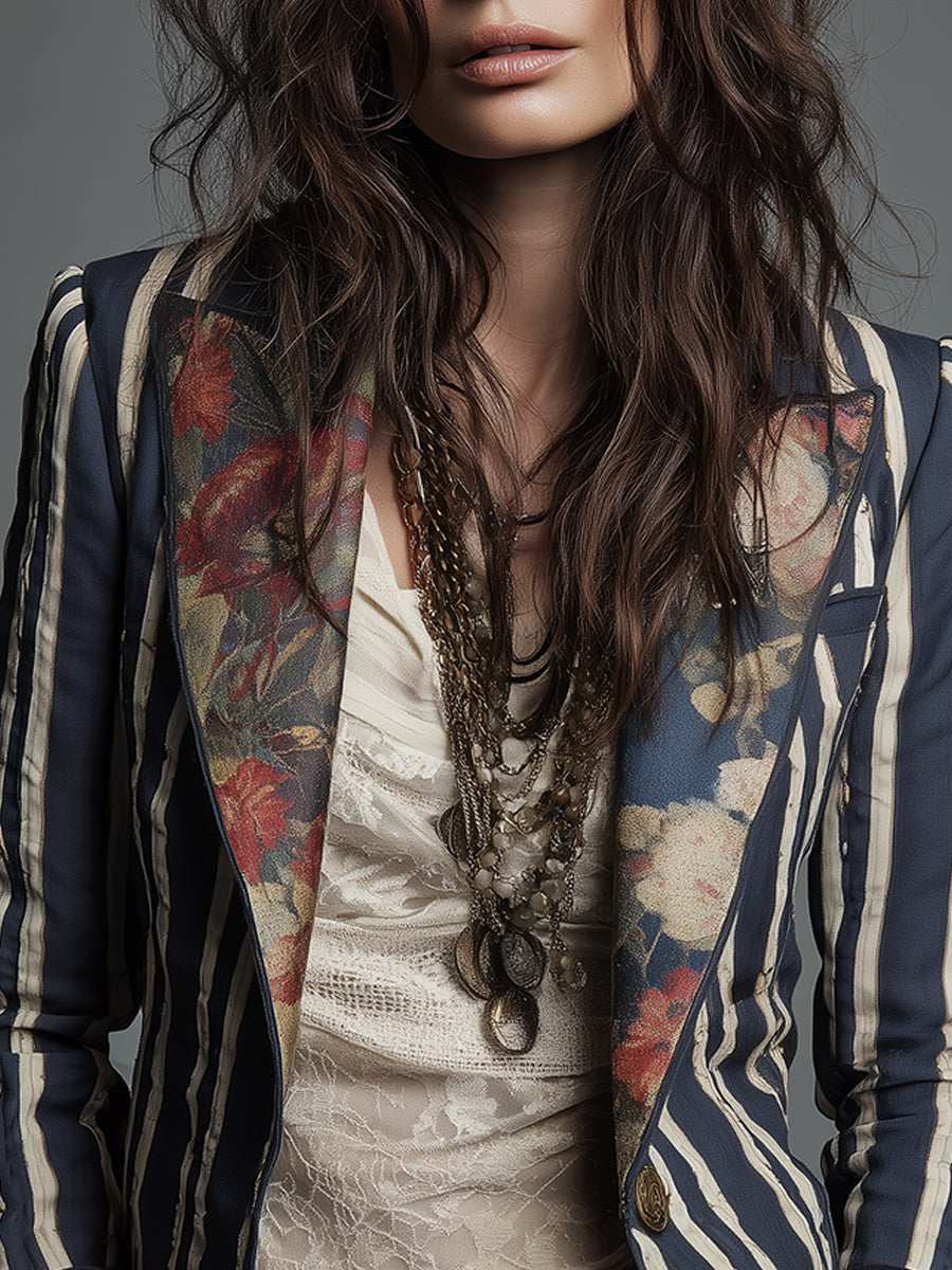 Nina | Blazer rayé bohème rétro classique