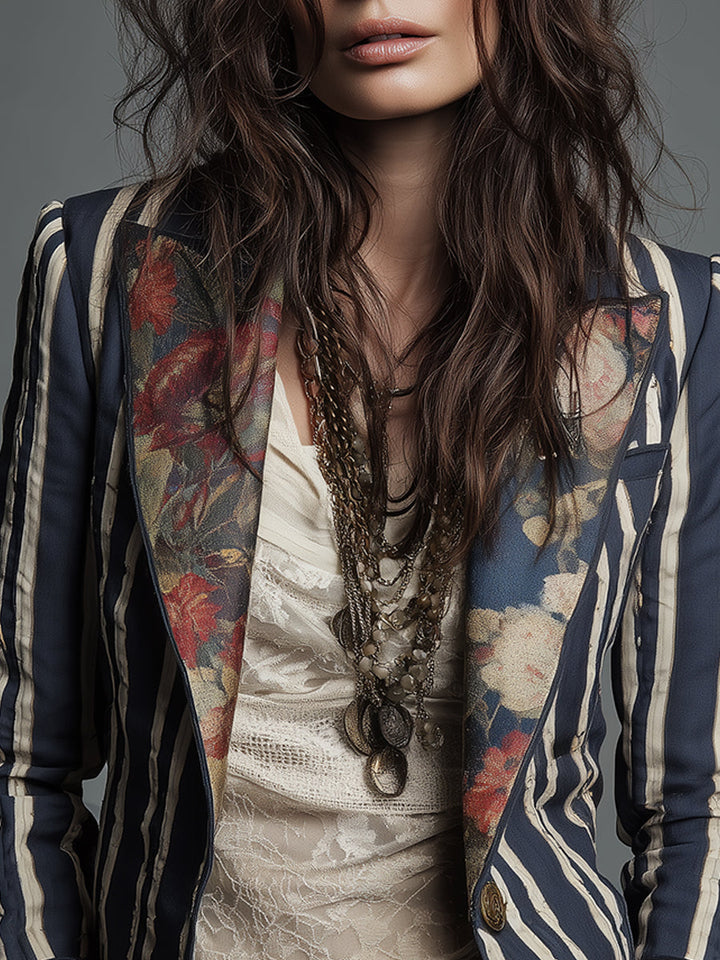 Nina | Blazer rayé bohème rétro classique