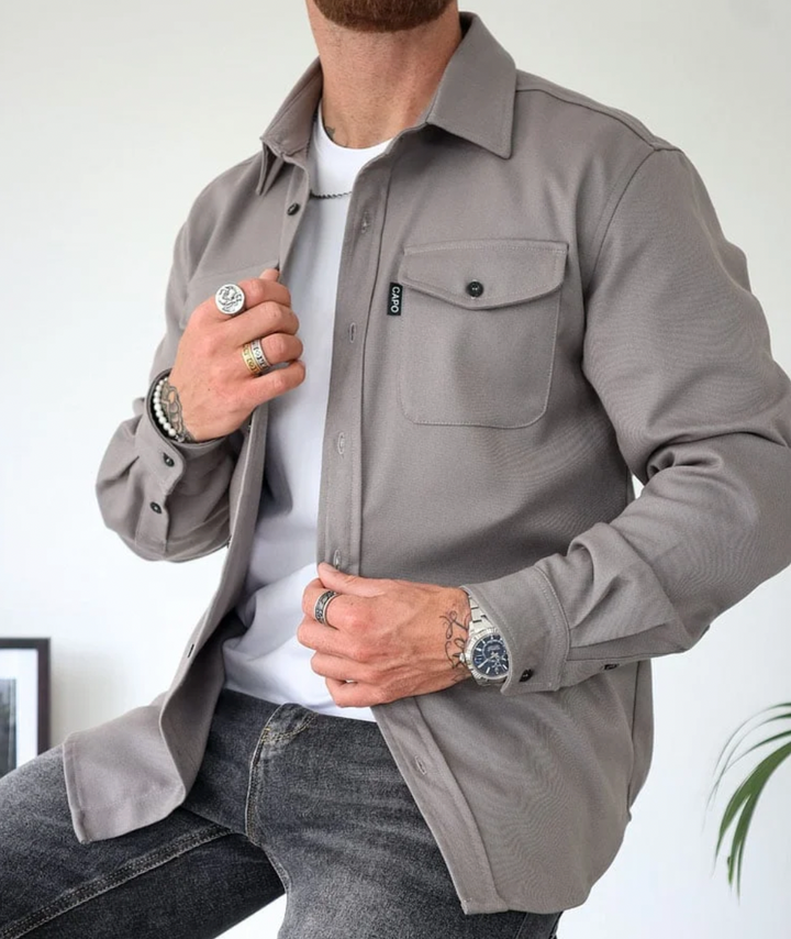 Lässige Herren Hemdjacke Mit Knopfverschluss Und Brusttaschen