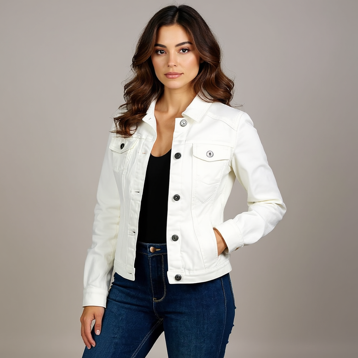 Damen Stretch Denim Jacke mit Taschen