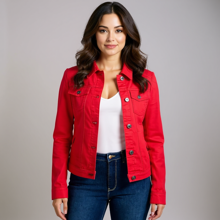 Damen Stretch Denim Jacke mit Taschen