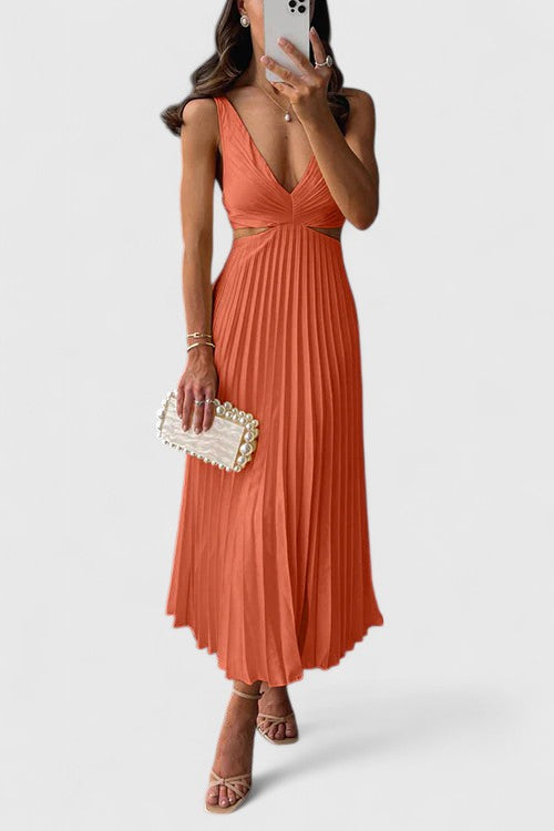Damen Hochzeitsgastkleid | Ärmellos Falten