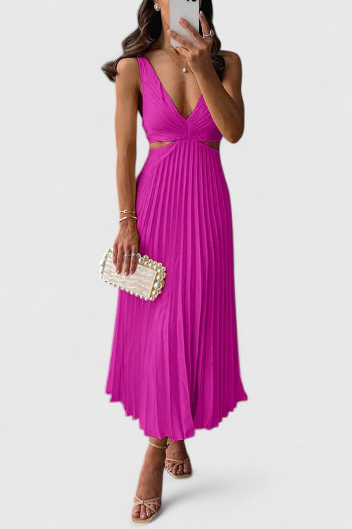 Damen Hochzeitsgastkleid | Ärmellos Falten