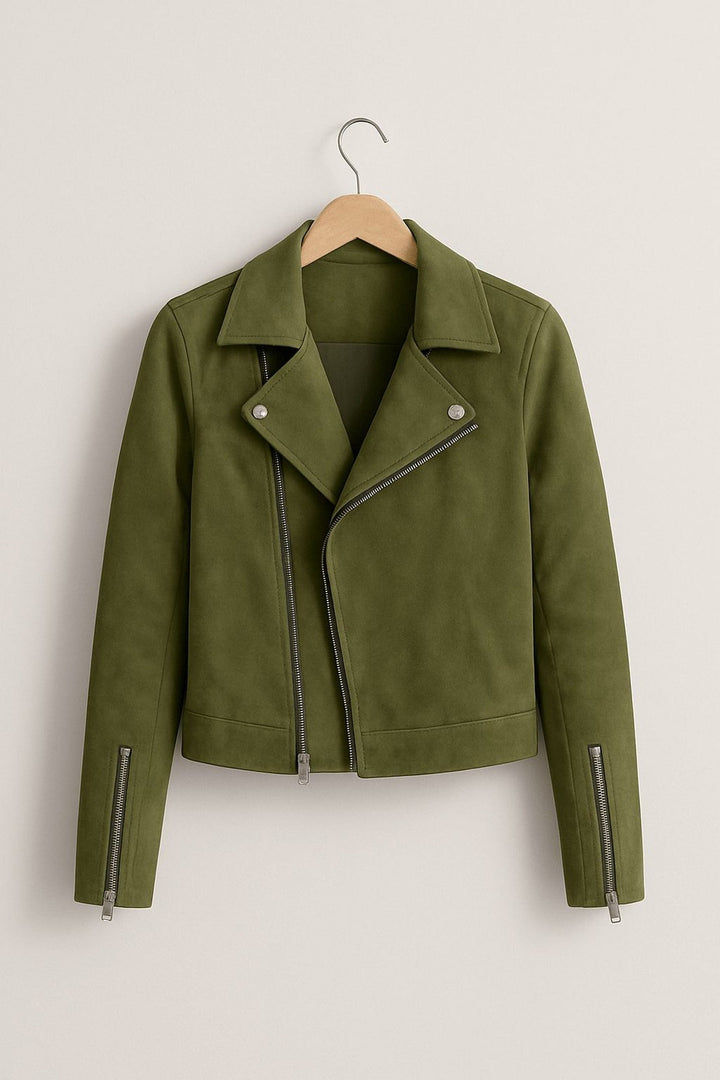 Jacke Damen - Asymmetrische Wildlederjacke