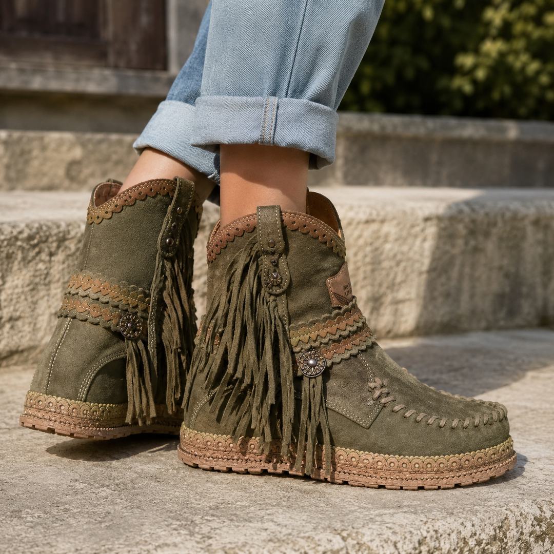 Boho Westernstiefel mit Fransen
