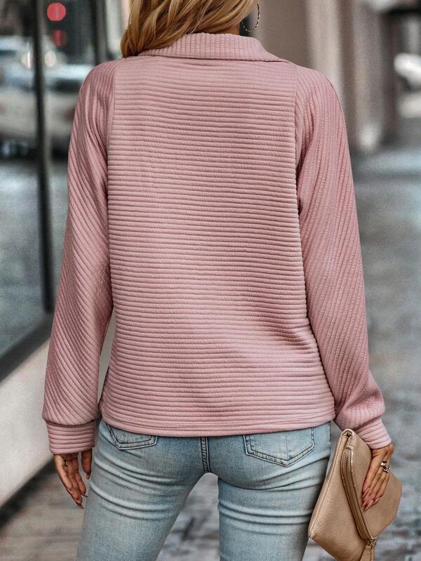 Damen Halfzip Pullover | V-Ausschnitt mit Reißverschluss und bequemer Passform