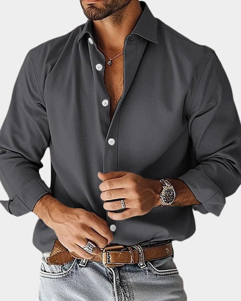 Herrenhemd mit langen Ärmeln und Button-Down-Kragen Slim Fit