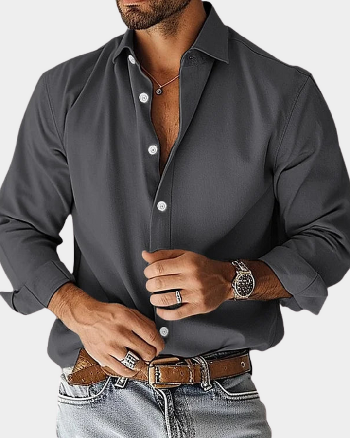 Herrenhemd mit langen Ärmeln und Button-Down-Kragen Slim Fit