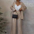 Ensemble de soirée à paillettes pour femmes - Haut moulant et pantalon de fête taille haute