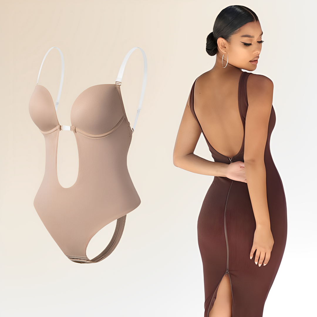 Damen Shapewear Bodysuit mit niedrigem Rücken – Nahtloser Stütz-Bodysuit