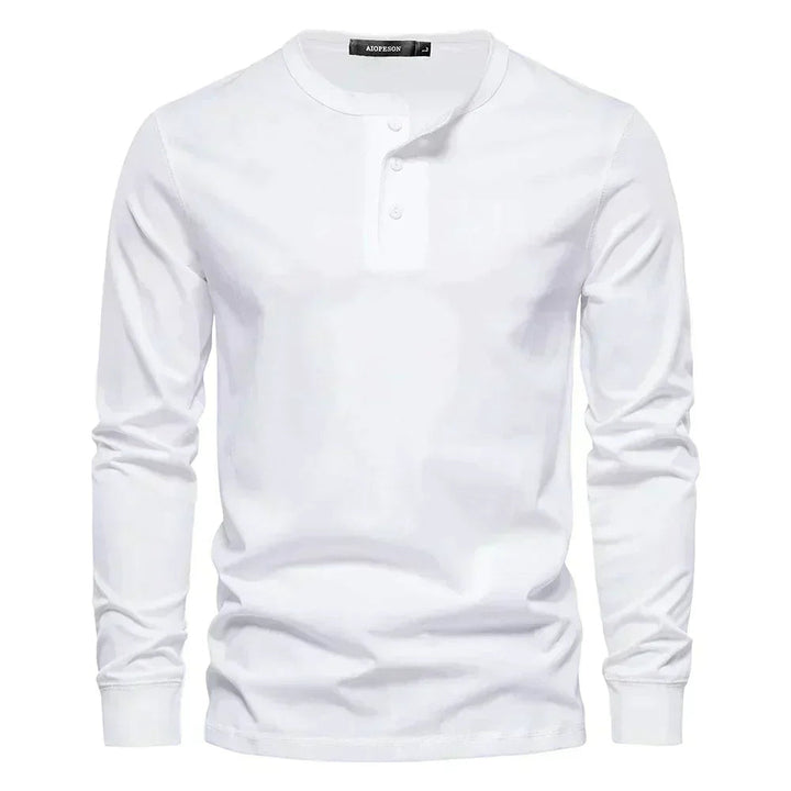Herren Langarmshirt mit Knöpfen Casual Bequeme Passform
