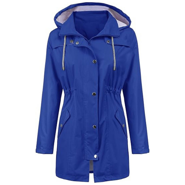 Wasserdichter langer Kapuzen-Trenchcoat gefüttert Windbreaker Reisejacke