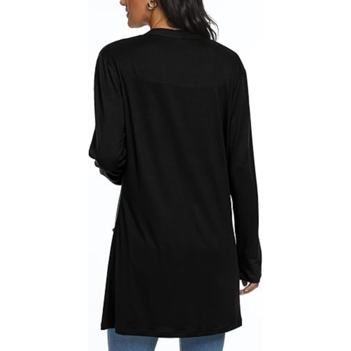 Leichter, lässiger, offener langer Cardigan mit Taschen