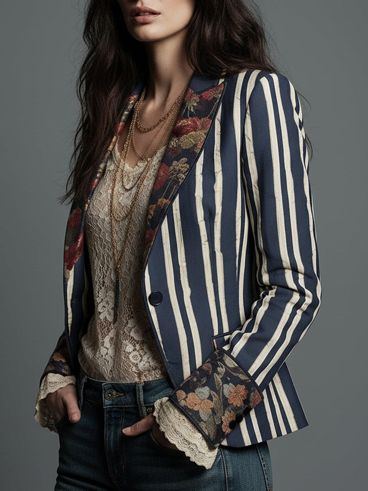 Nina | Blazer rayé bohème rétro classique