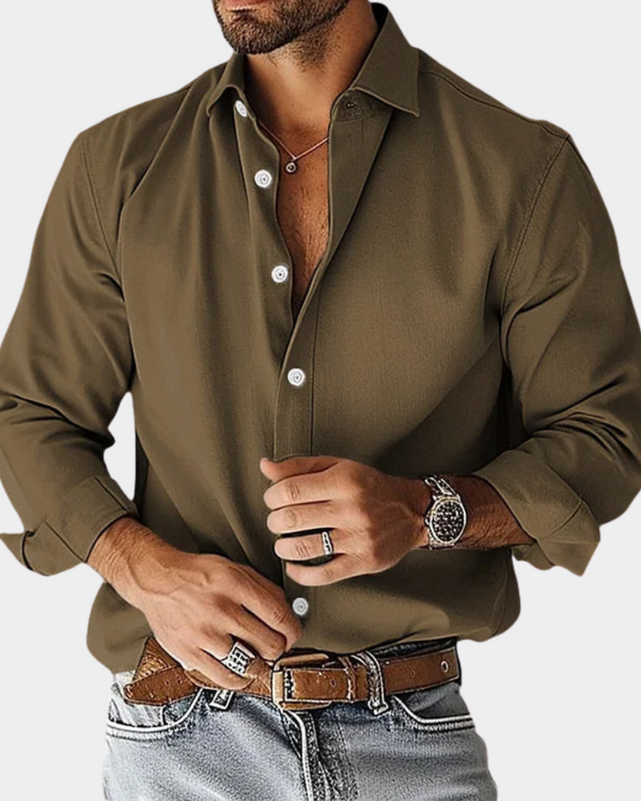 Herrenhemd mit langen Ärmeln und Button-Down-Kragen Slim Fit