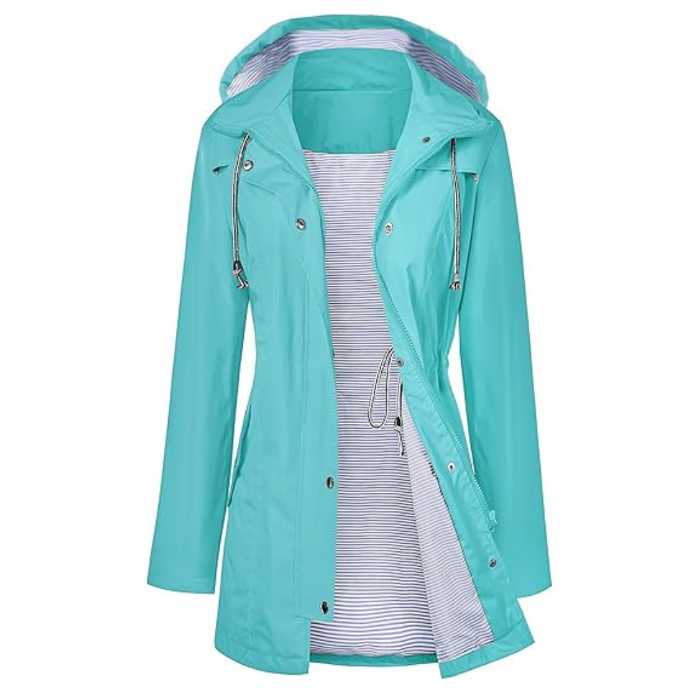 Wasserdichter langer Kapuzen-Trenchcoat gefüttert Windbreaker Reisejacke