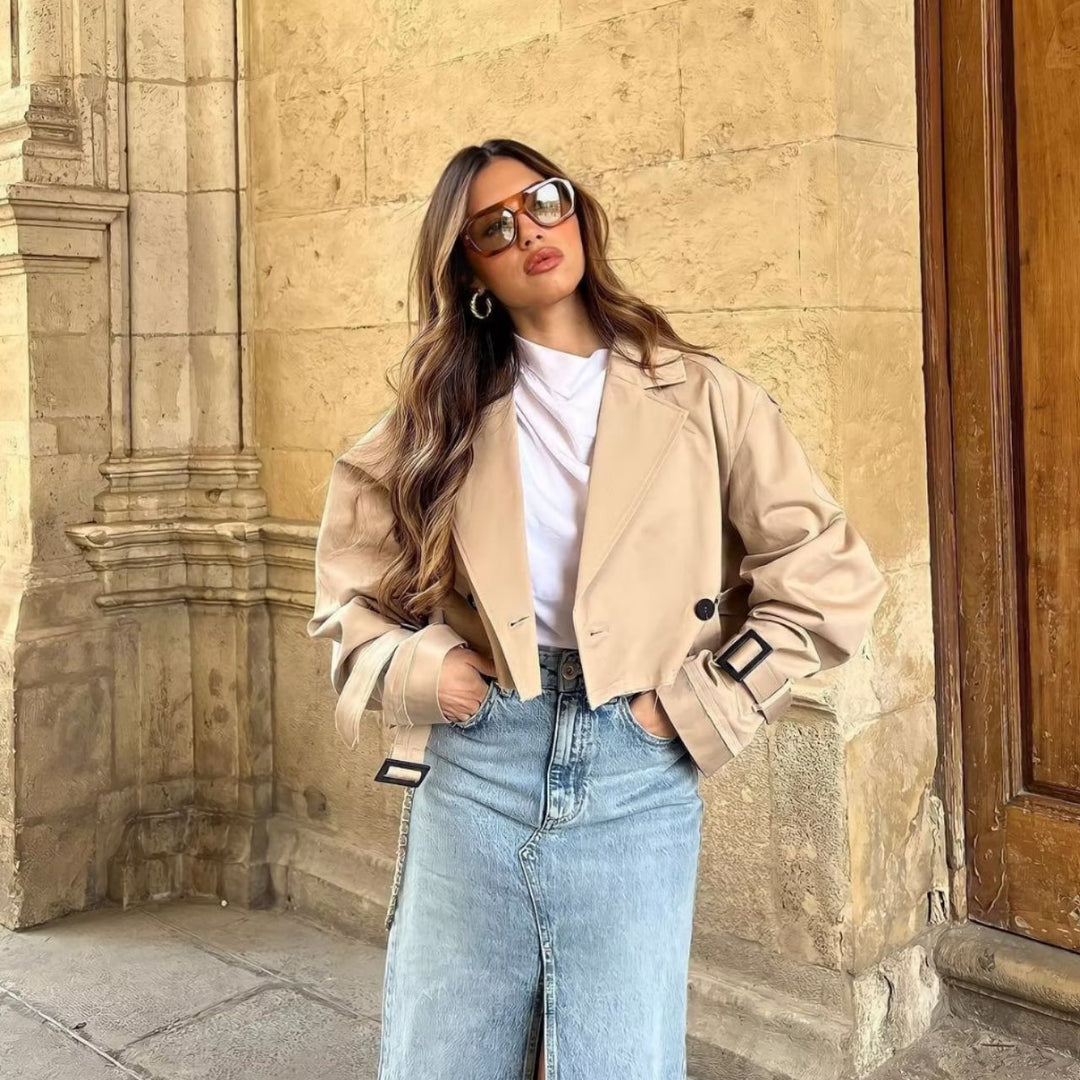 Angie | Damen Übergangsjacke Trenchcoat mit Gürtel
