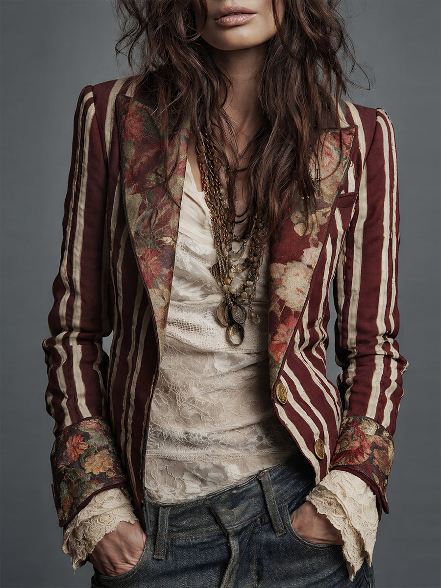 Nina | Blazer rayé bohème rétro classique