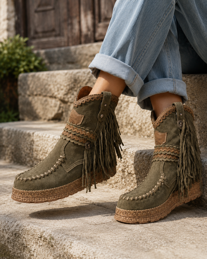 Boho Westernstiefel mit Fransen