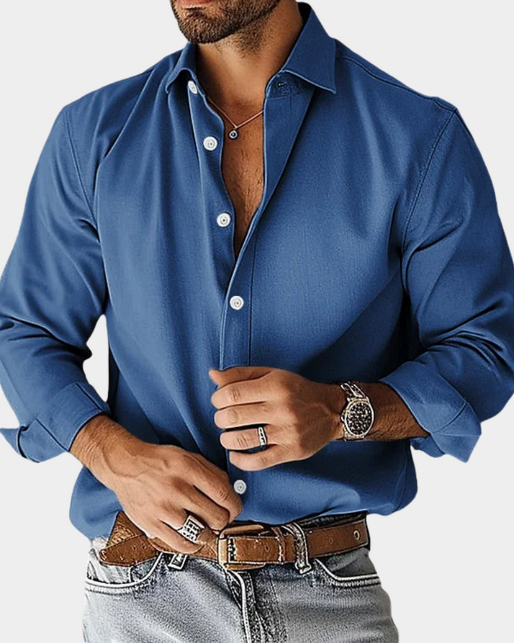 Herrenhemd mit langen Ärmeln und Button-Down-Kragen Slim Fit