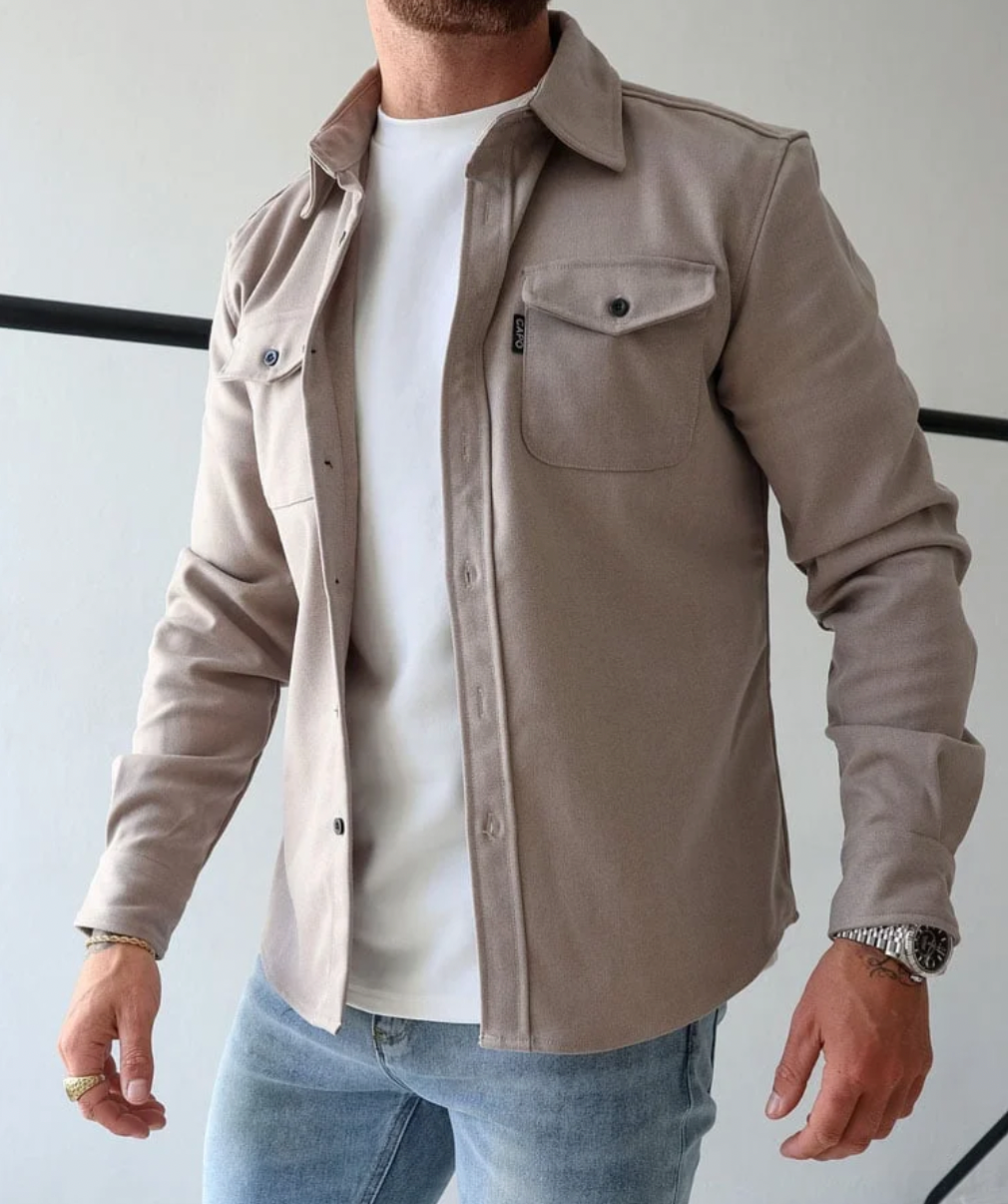 Lässige Herren Hemdjacke Mit Knopfverschluss Und Brusttaschen