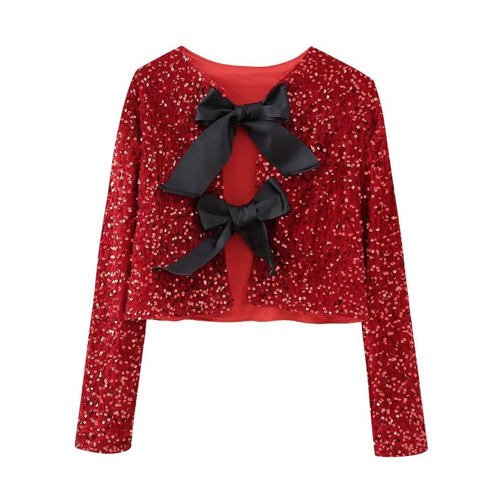 Amelia – Veste courte polyvalente ornée de nœuds et de paillettes