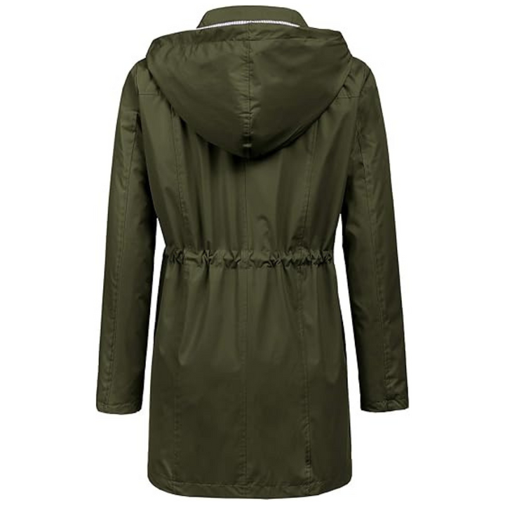 Wasserdichter langer Kapuzen-Trenchcoat gefüttert Windbreaker Reisejacke