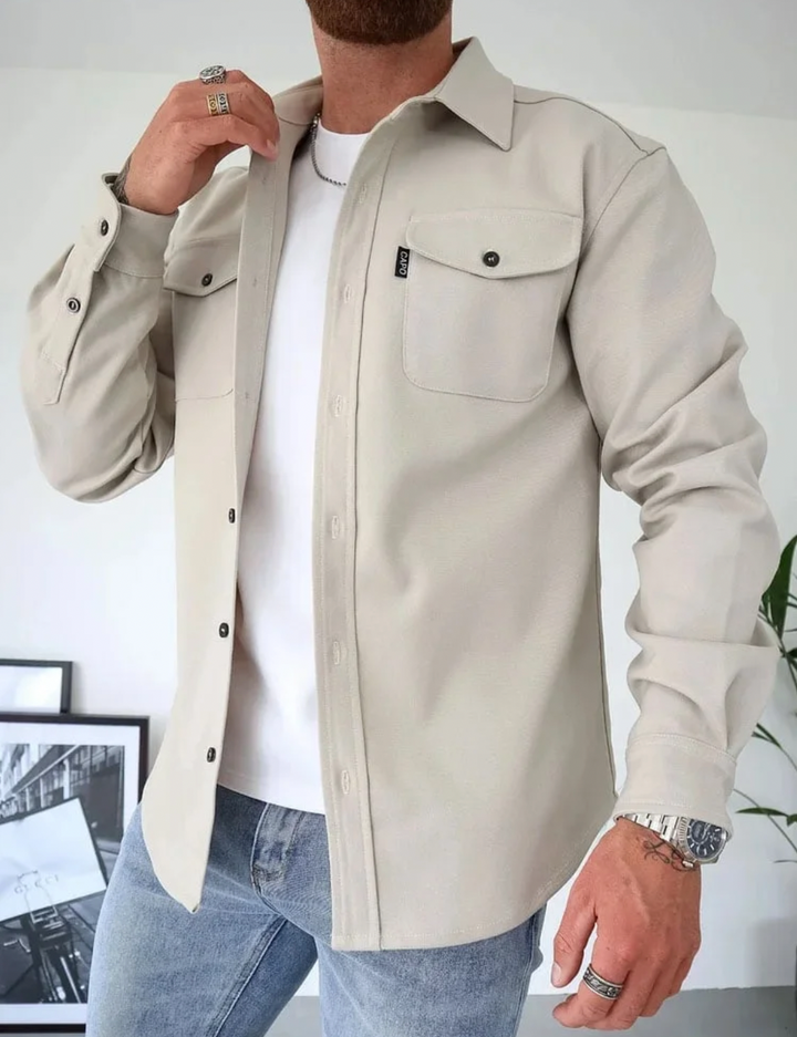 Lässige Herren Hemdjacke Mit Knopfverschluss Und Brusttaschen