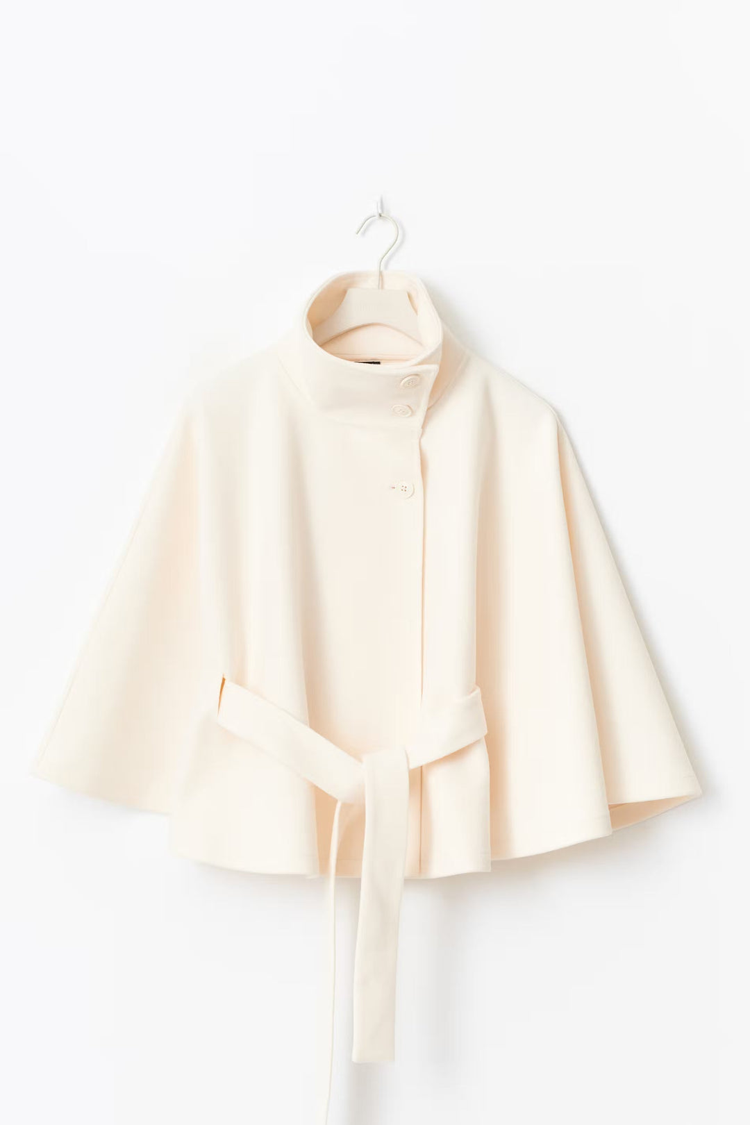 Cape Veste Femme Coupe Régulière Col Montant Ceinture Nœud Hiver
