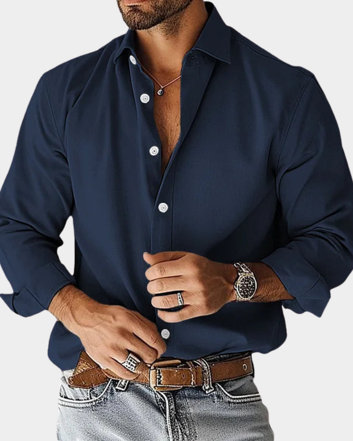 Herrenhemd mit langen Ärmeln und Button-Down-Kragen Slim Fit