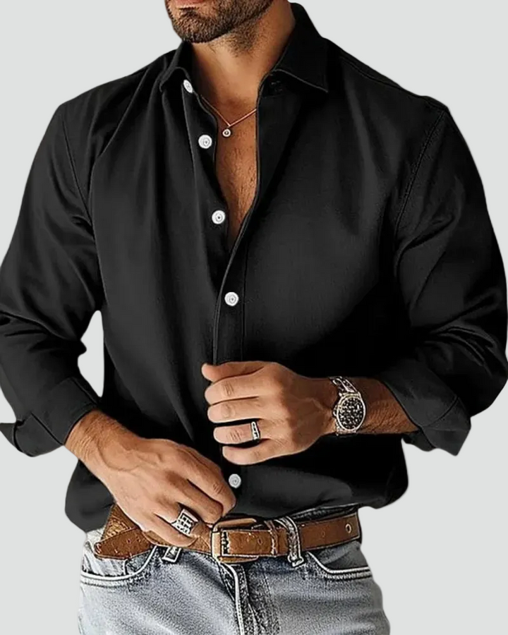 Herrenhemd mit langen Ärmeln und Button-Down-Kragen Slim Fit