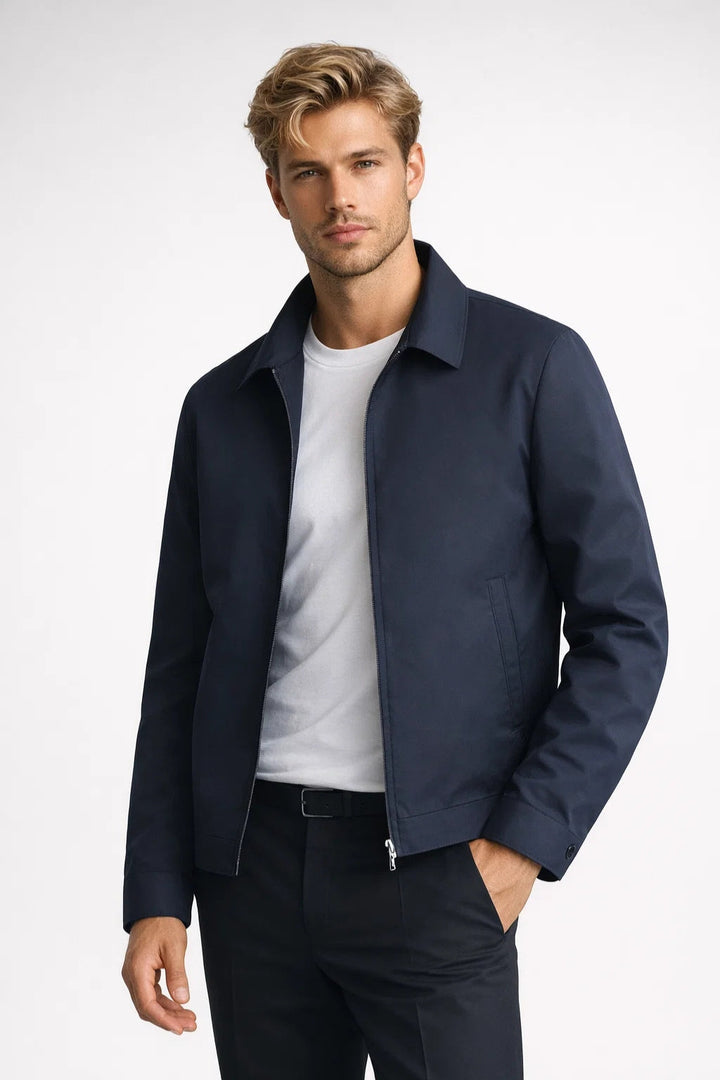Übergangsjacke Herren Slim Fit Reißverschluss Klassischer Kragen Smart Casual Sommer