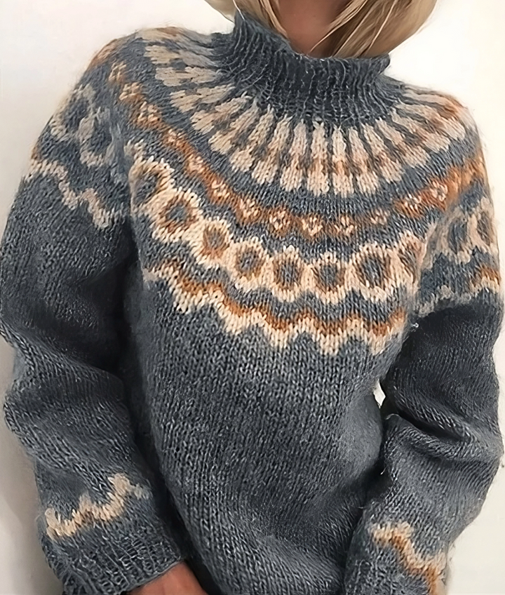 Pull en maille à col montant pour femme – Laine islandaise, pull en laine pour l&