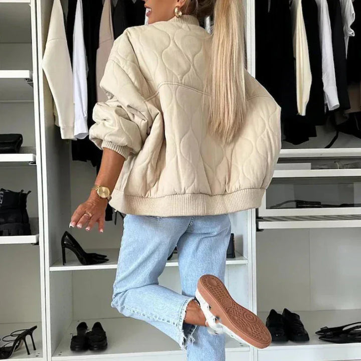 Ayla | Damen Übergangsjacke im Bomber-Stil mit Druckknöpfen