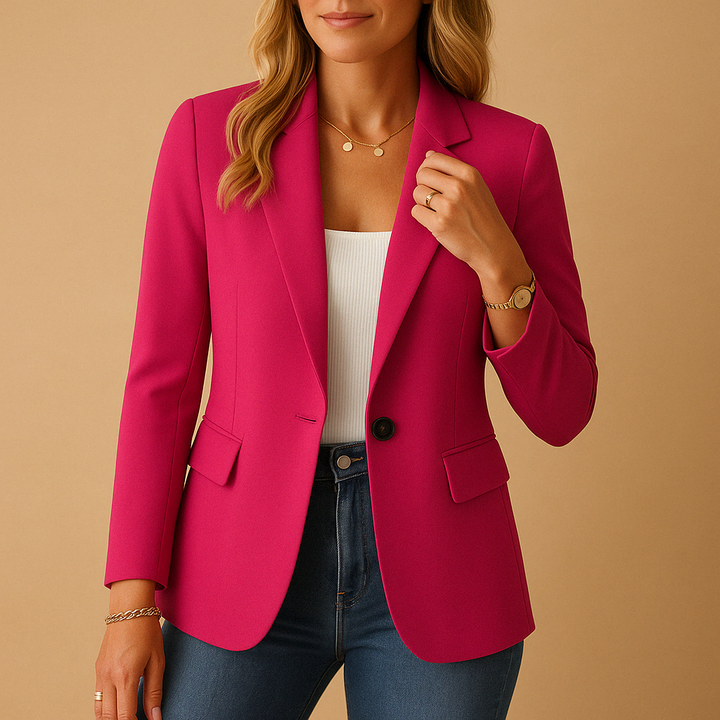Blazer ajusté classique à un bouton avec poches à rabat
