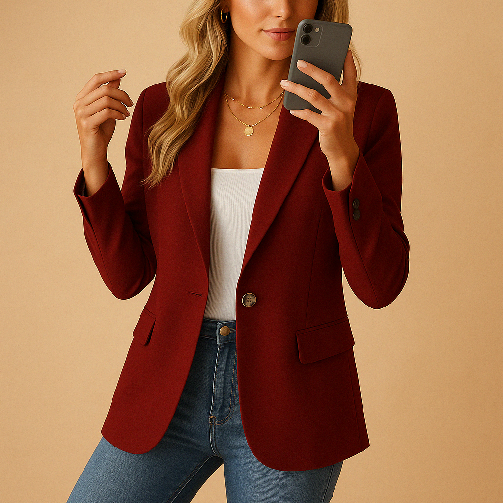 Blazer ajusté classique à un bouton avec poches à rabat