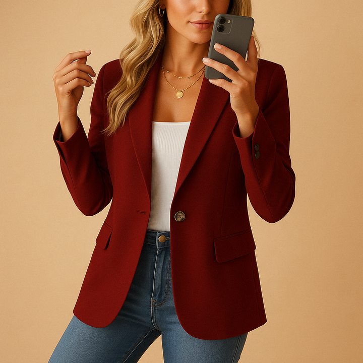 Blazer ajusté classique à un bouton avec poches à rabat