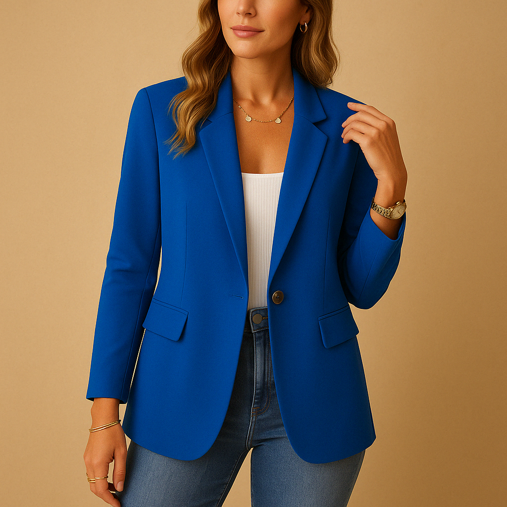 Blazer ajusté classique à un bouton avec poches à rabat