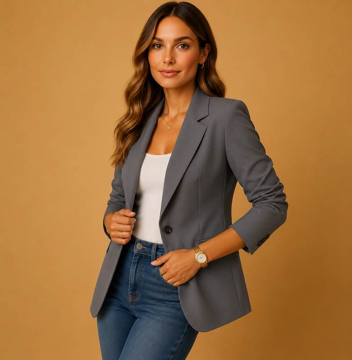 Blazer ajusté classique à un bouton avec poches à rabat