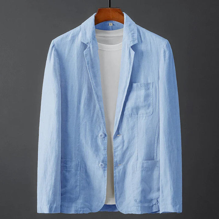 Sauberer Herren Leinenmischung Blazer mit Reverskragen und aufgesetzten Taschen