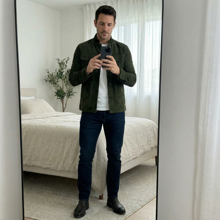 Freddie | Klassische Wildlederjacke mit Taschen