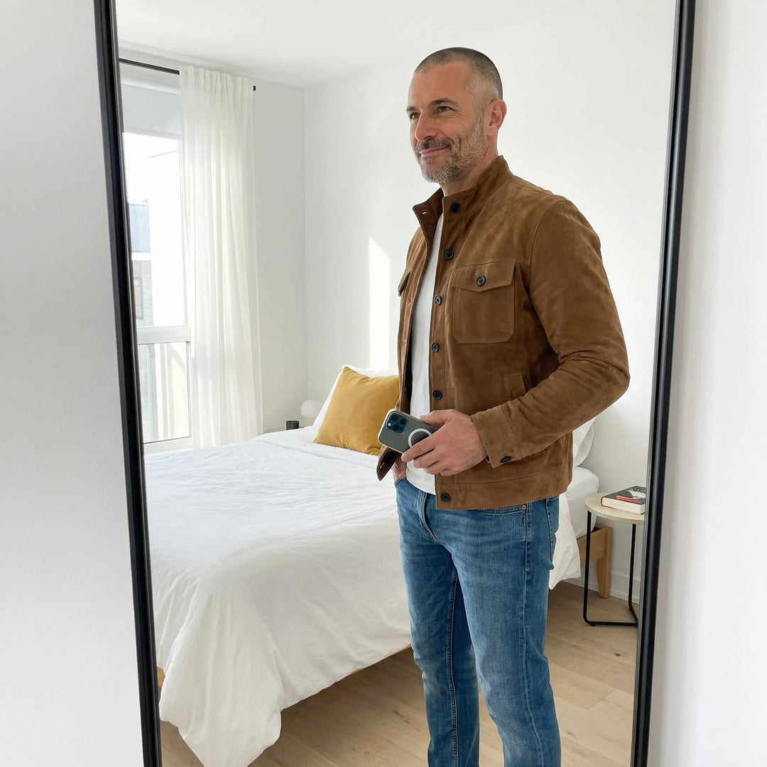 Freddie | Klassische Wildlederjacke mit Taschen