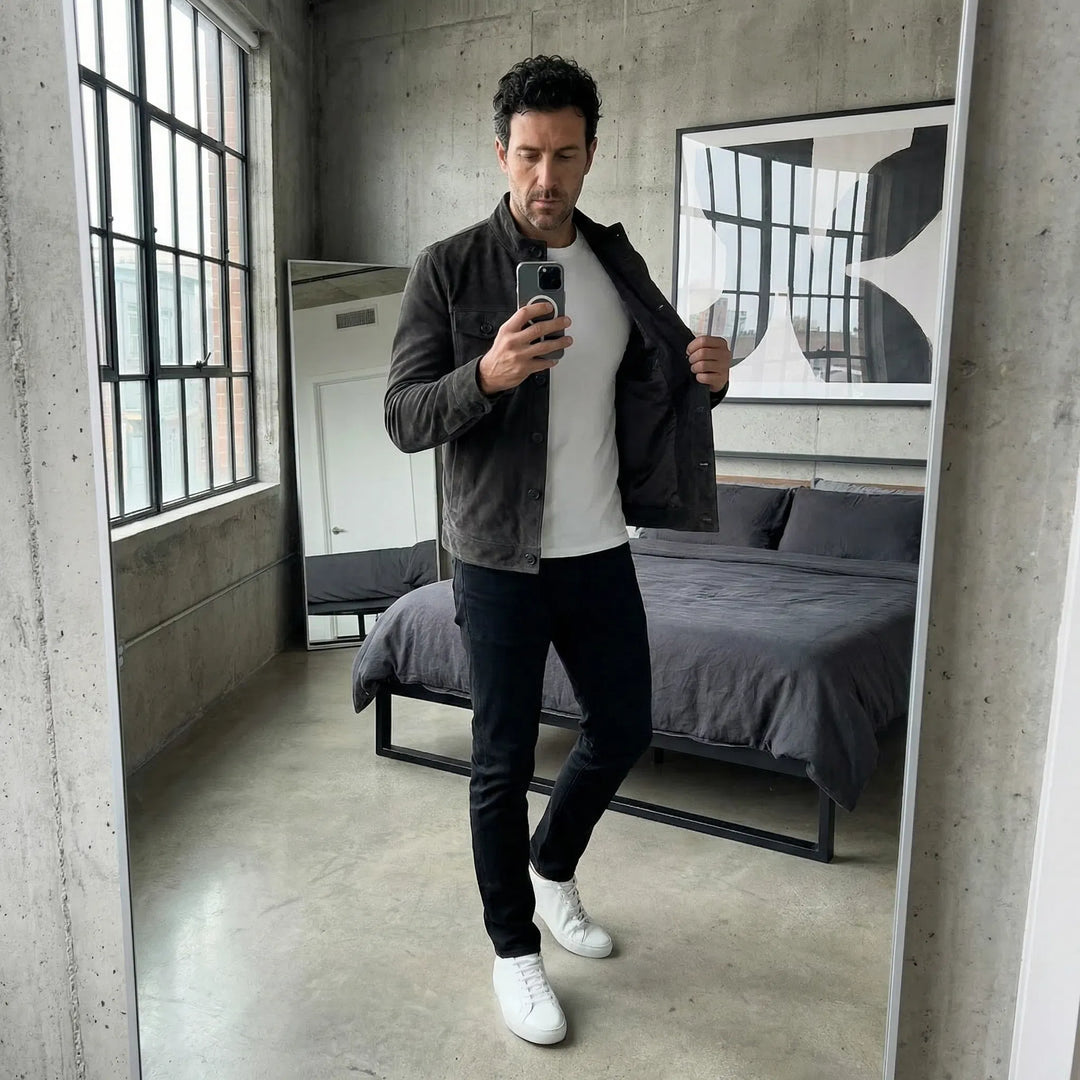 Freddie | Klassische Wildlederjacke mit Taschen