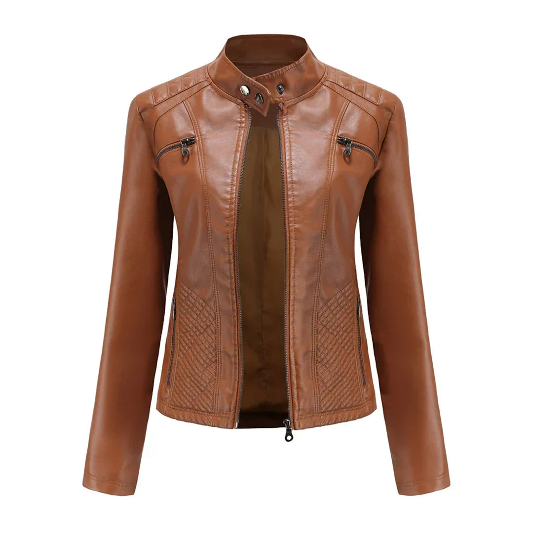 Stylische Leder Damenjacke mit zeitlosem Design