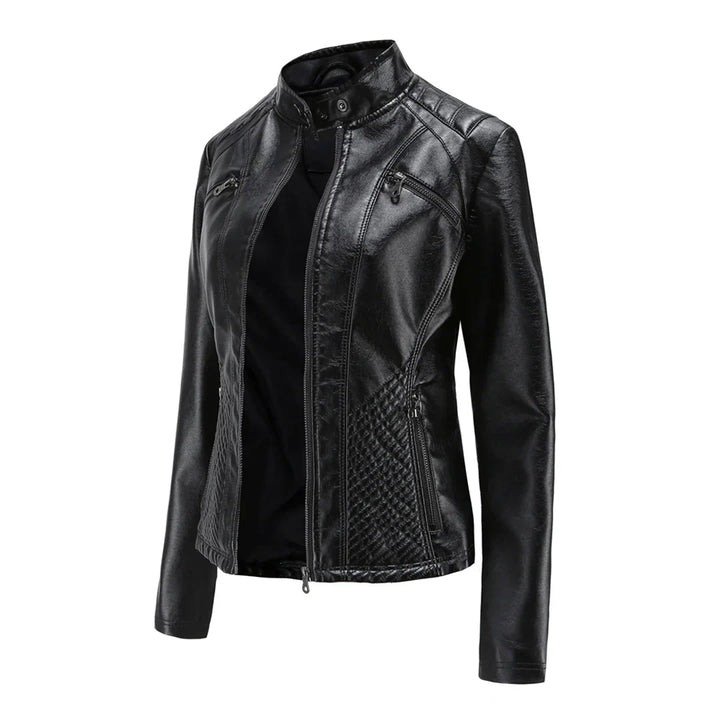 Stylische Leder Damenjacke mit zeitlosem Design