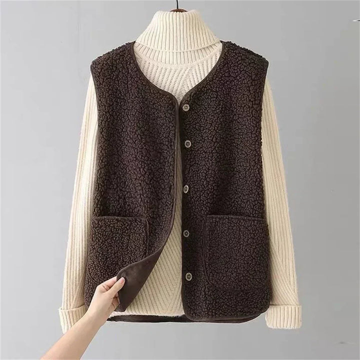 Gilet Doux Femme avec Boutons et Poches – Coton Chaud, Gilet Décontracté pour l&