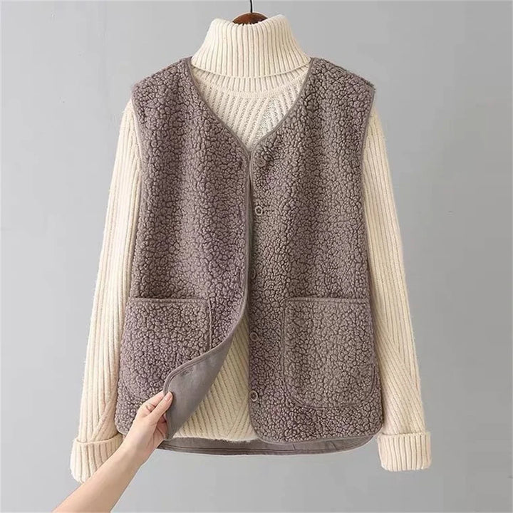 Gilet Doux Femme avec Boutons et Poches – Coton Chaud, Gilet Décontracté pour l&