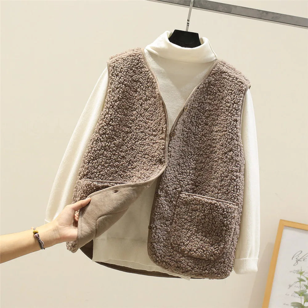 Gilet Doux Femme avec Boutons et Poches – Coton Chaud, Gilet Décontracté pour l&