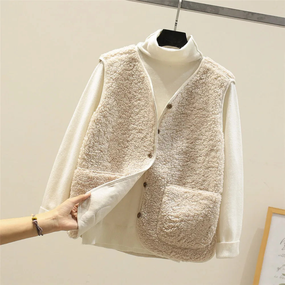 Gilet Doux Femme avec Boutons et Poches – Coton Chaud, Gilet Décontracté pour l&